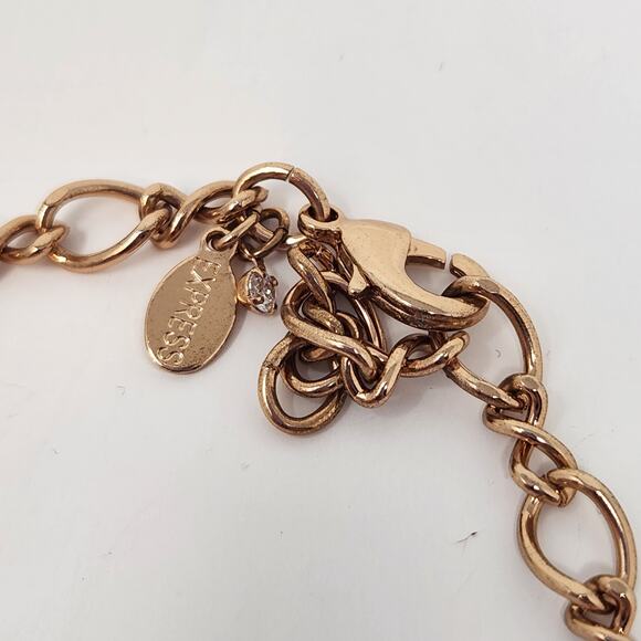 Express Rose Gold Tone Hammered Ring Pendant Chain Necklace Fashion Jewelry - Picture 4 of 5